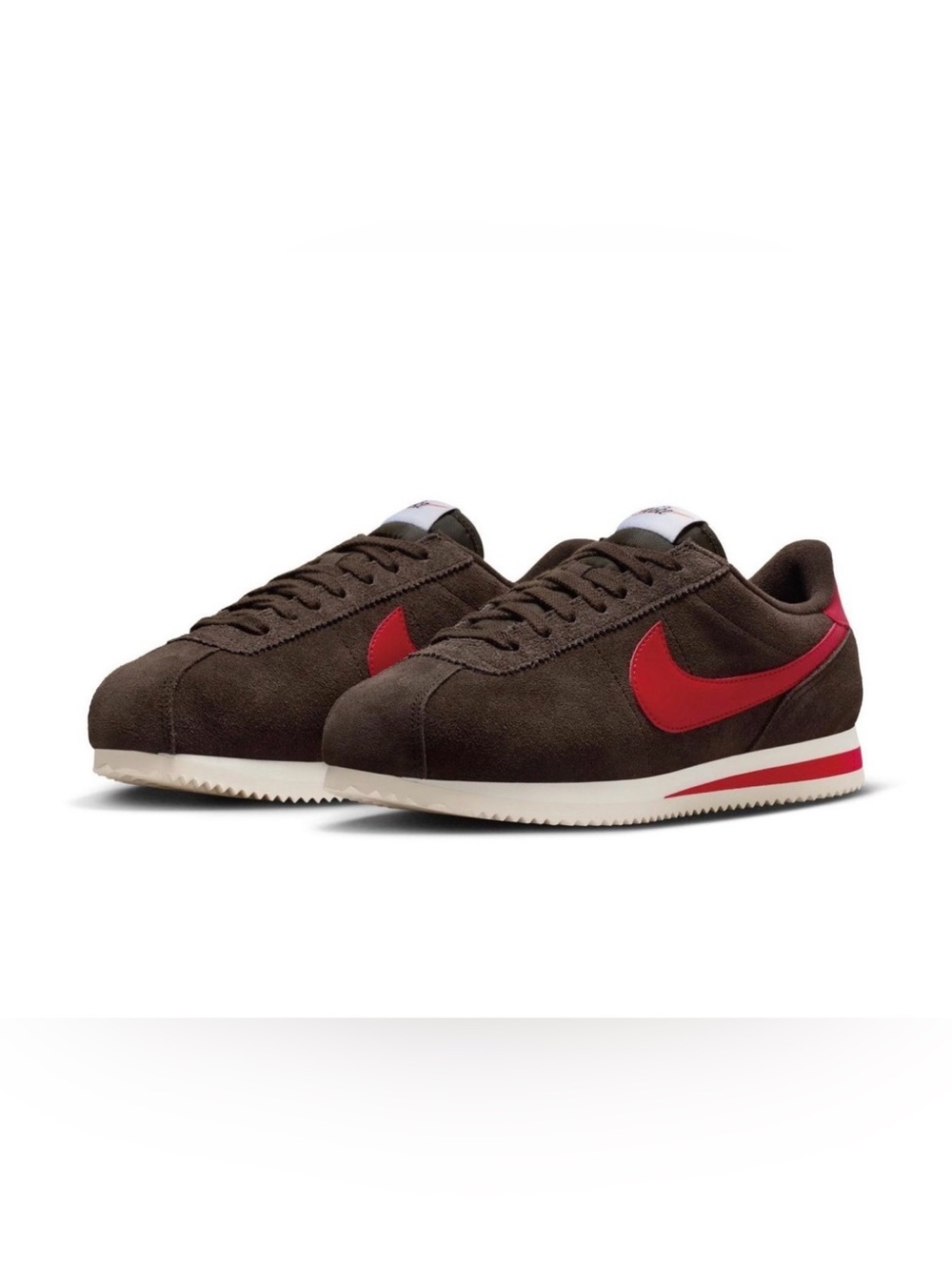 Nike Brown Suede Sneakers with Red Swoosh